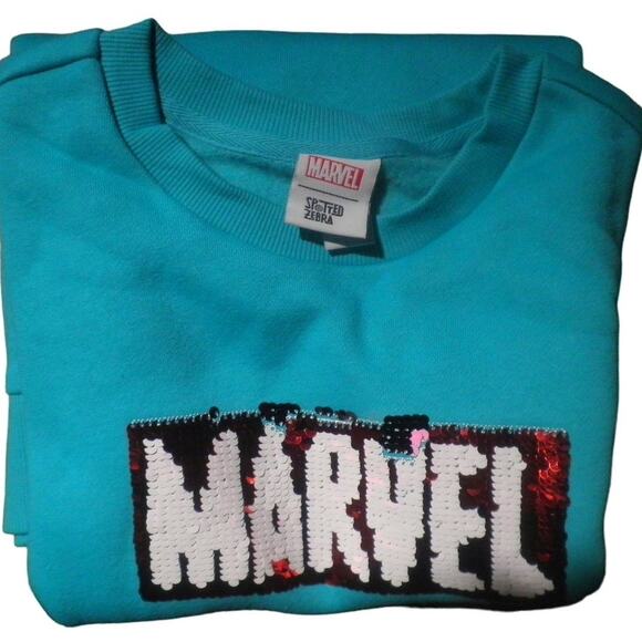 Spotted Zebra Marvel Girls' French Terry Long-Sleeve Dress Size Large (9Y) - Picture 5 of 12